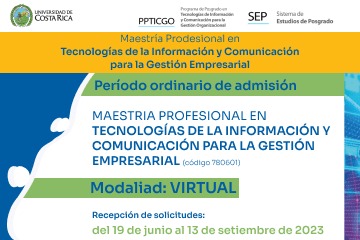 Periodo ordinario de admisión maestria profesional de informACION Y COMUNICACIÓN PARA LA GESTIÓN ORGANIZACIONAL