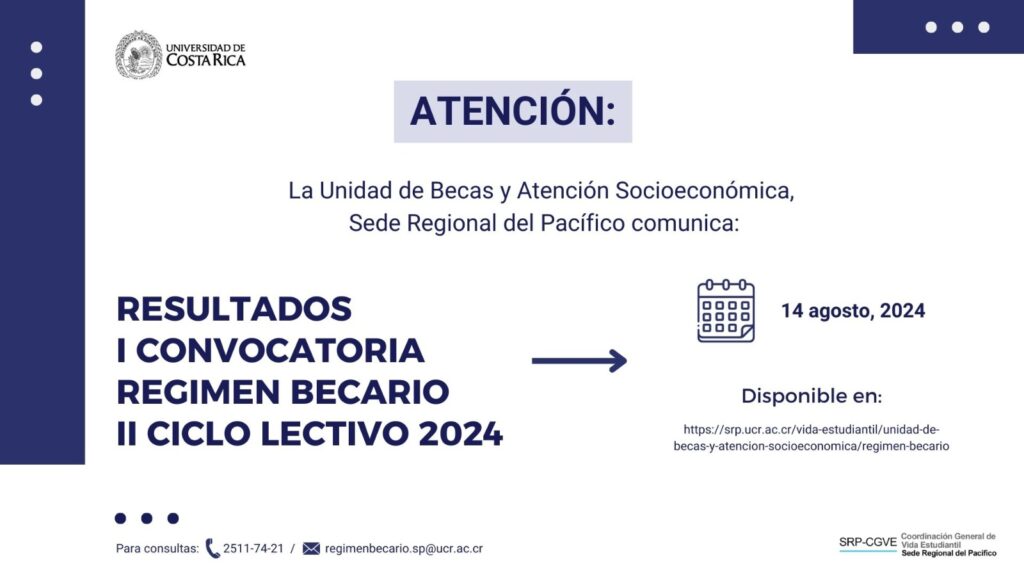 Resultados I convocatoria régimen becario II ciclo 2024